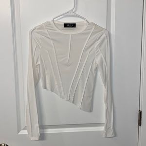 White Fashion Long Sleeve Crop Top - Akira
